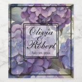 Elegante stoffige paarse blauwe waterverf hortensi wijn etiket (Enkel label)