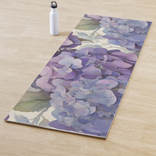 Elegante stoffige paarse blauwe waterverf hortensi yogamat