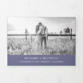 Elegante stoffige Paarse Bloemen Mason Jar Kant Br Drieluik Uitnodiging (Cover)