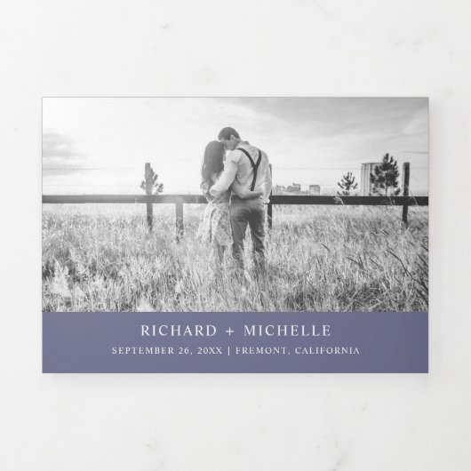 Elegante stoffige Paarse Bloemen Mason Jar Kant Br Drieluik Uitnodiging (Cover)