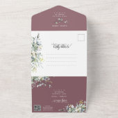 Elegante stoffige Paarse Boho Greenery trouwfoto All In One Uitnodiging (Buitenkant)