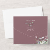 Elegante stoffige Paarse Boho Greenery trouwfoto All In One Uitnodiging (Achterkant)