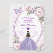 Elegante stoffige Paarse Princess Butterfly Mis Qu Kaart (Voorkant)