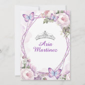 Elegante stoffige Paarse Princess Butterfly Mis Qu Kaart (Achterkant)