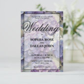 Elegante stoffige paarse waterverf bloemenbruiloft kaart (Staand voorkant)