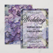 Elegante stoffige paarse waterverf bloemenbruiloft kaart (Voorkant / Achterkant)