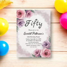 Elegante stoffige Paarse Waterverf Floral Verjaard Kaart