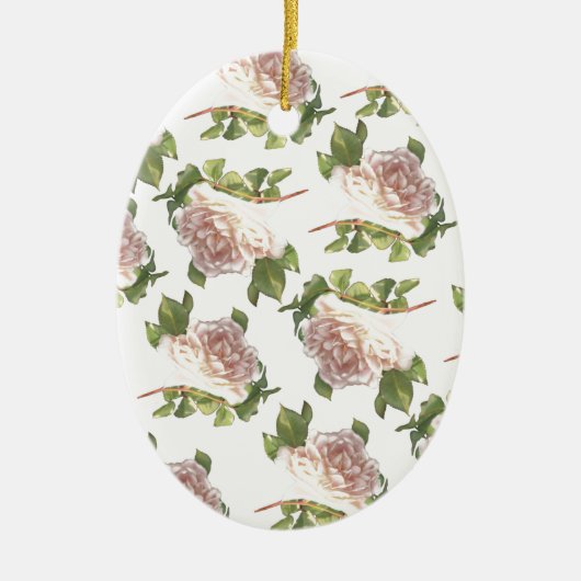 Elegante stoffige perzikkleurige oranje witte bloe keramisch ornament (Voorkant)