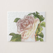 Elegante stoffige perzikkleurige oranje witte bloe legpuzzel (Horizontaal)