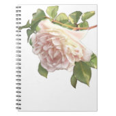 Elegante stoffige perzikkleurige oranje witte bloe notitieboek (Voorkant)