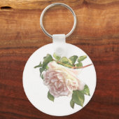 Elegante stoffige perzikkleurige oranje witte bloe sleutelhanger (Voorkant)