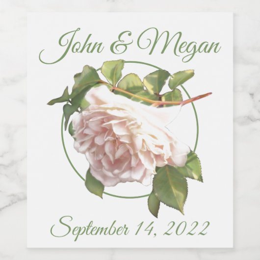 Elegante stoffige perzikkleurige oranje witte bloe wijn etiket (Enkel label)