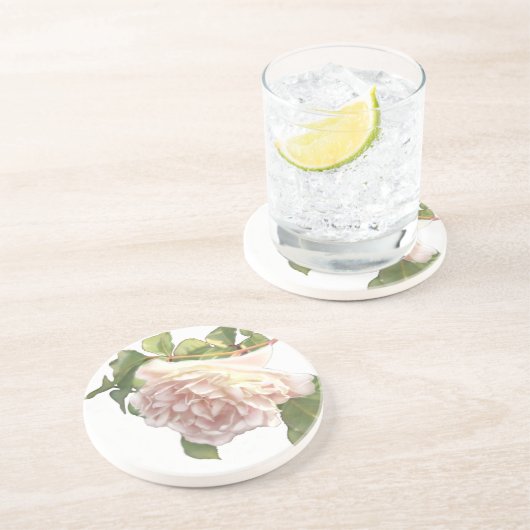 Elegante stoffige perzikkleurige oranje witte bloe zandsteen onderzetter (Zijkant)