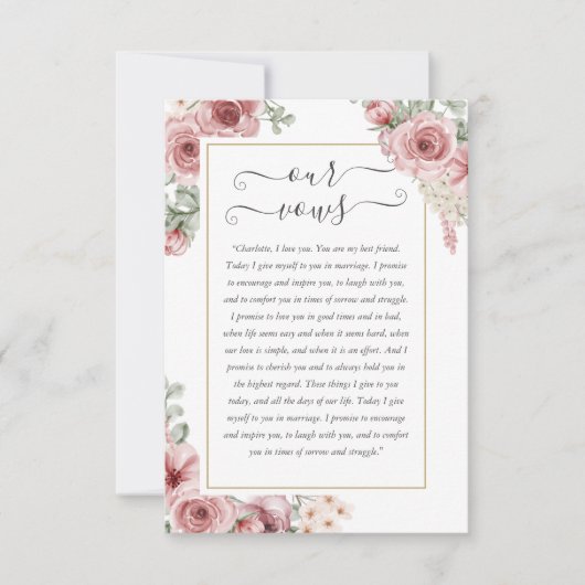 Elegante stoffige Roos Bloemen bruiloft geloften K Aankondiging (Voorkant)