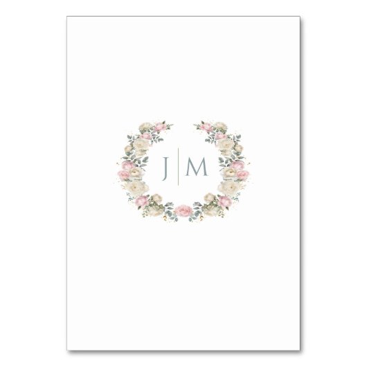 Elegante stoffige Roos Bloemen Trouwtafel Nummers Kaart (Achterkant)