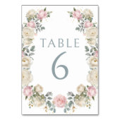 Elegante stoffige Roos Bloemen Trouwtafel Nummers Kaart (Voorkant)