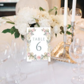 Elegante stoffige Roos Bloemen Trouwtafel Nummers Kaart