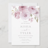 Elegante stoffige Roos & Blush Bloemen bruiloft Kaart (Voorkant)