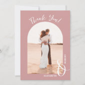 Elegante stoffige Roos bruiloft foto Bedankkaart (Voorkant)