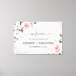 Elegante stoffige roos en grijze huwelijksdecorati canvas afdruk