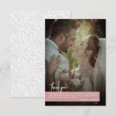 Elegante stoffige Roos foto banner bruiloft Bedankkaart (Voorkant / Achterkant)