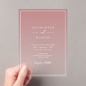 Elegante stoffige Roos gradient bruiloft Acryl Uitnodigingen (Insitu (Draagbaar))