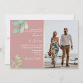 Elegante stoffige Roos groen bruiloft foto Kaart (Voorkant)