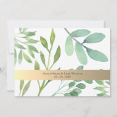 Elegante stoffige Roos groen bruiloft foto Kaart (Achterkant)