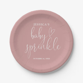 Elegante stoffige Roos Roze Baby Sprinkle Shower Papieren Bordje
