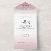 Elegante stoffige Roos script bruiloft All In One Uitnodiging (Binnen)