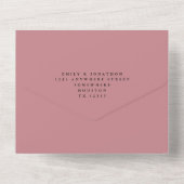 Elegante stoffige Roos script bruiloft All In One Uitnodiging (Achterkant)