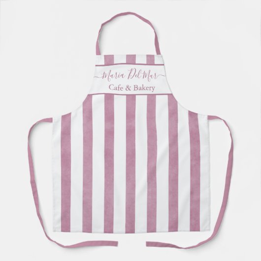 Elegante stoffige Roos Verticale Strepen Custom Co Schort (Voorkant)