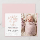 Elegante stoffige roos waterverf bloemen Doop Kaart (Voorkant / Achterkant)