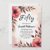 Elegante stoffige Roos Waterverf Floral 50ste verj Kaart (Voorkant)