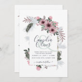 Elegante stoffige roze ampersand bloemboog bruilof kaart (Voorkant / Achterkant)