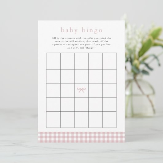 Elegante stoffige roze Baby shower Bingo Kaart (Staand voorkant)