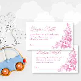 Elegante stoffige roze baby showers luier loterij informatiekaartje