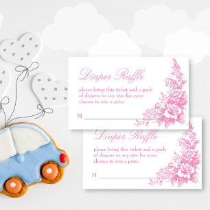 Elegante stoffige roze baby showers luier loterij informatiekaartje