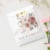 Elegante stoffige roze bloemen bruiloft gunst tas bedankzakje (Gezegeld)