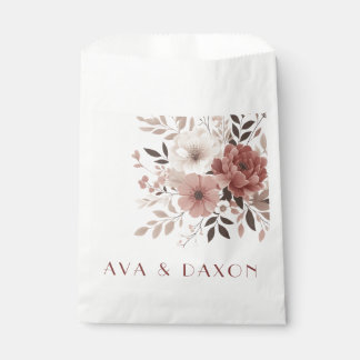 Elegante stoffige roze bloemen bruiloft gunst tas bedankzakje