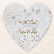 Elegante stoffige roze bloemen hart papieren onder