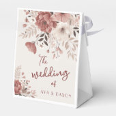 Elegante stoffige roze bloemenbruiloft gunstbox bedankdoosjes (Achterkant)