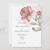 Elegante stoffige roze bloemenbruiloft uitnodiging (Voorkant)