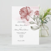 Elegante stoffige roze bloemenbruiloft uitnodiging (Staand voorkant)