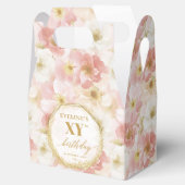 Elegante stoffige roze bloemenverjaardagsfeestje g bedankdoosjes (Geopend)