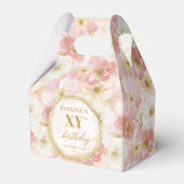 Elegante stoffige roze bloemenverjaardagsfeestje g bedankdoosjes (Voorkant Zijde)