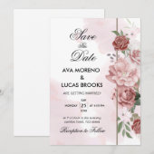 Elegante stoffige roze bloemige roos salie groene kaart (Voorkant / Achterkant)