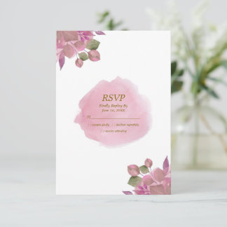 Elegante stoffige roze bloemige trouw-RSVP kaart