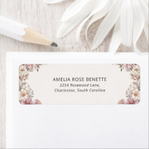 Elegante stoffige roze crèmekleurige magnolia bloe etiket