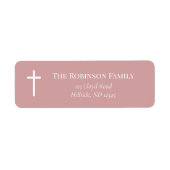 Elegante stoffige roze doopadres etiket (Voorkant)